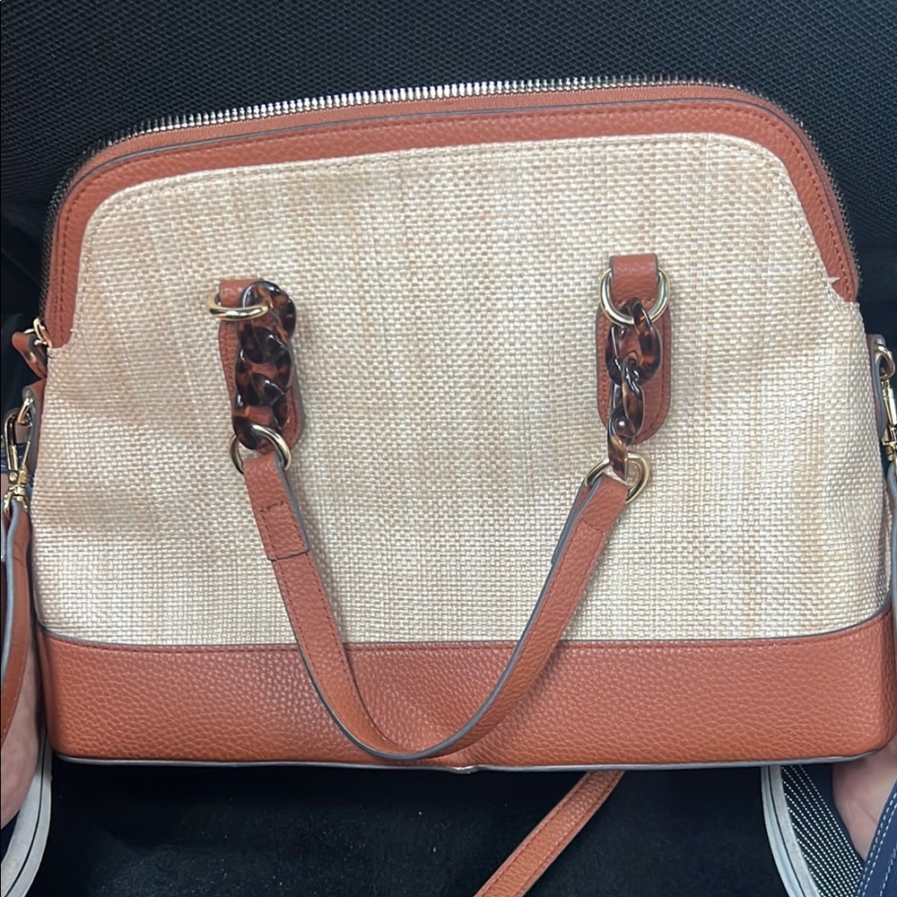 Elegant Tan and Cream Women's Handbag